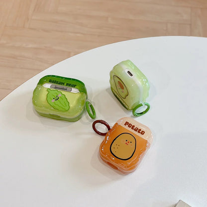 Japanese Cartoon Fun Colourful Vegetable & Fruits Potato Balsam Pear Avocado - AirPods AirPodsPro AirPods3 Case Green Brown