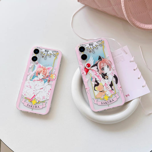 Cardcaptor Sakura Card Version Part 5 | Black & White Cat Sakura - iPhone Case PLUS SE2 XS XR X 11 12 13 14 15 16 16e 17 17e Pro Promax 12mini 13mini