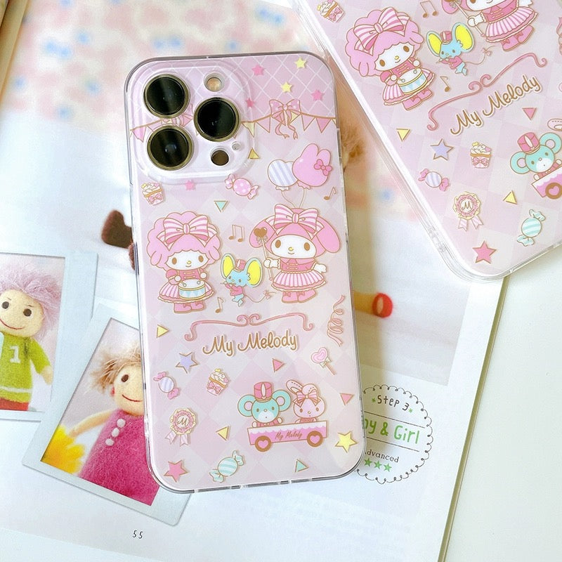 Japanese Cartoon My Melody Piano Orchestra iPhone Case 13 14 15 Pro Promax
