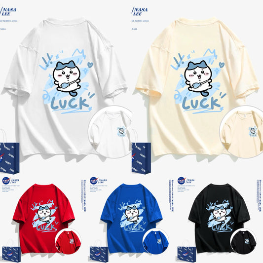 Japanese Cartoon ChiiKawa Casual Style T-Shirt Series | Hachiware Luck Front & Back - Kawaii Fashion Items