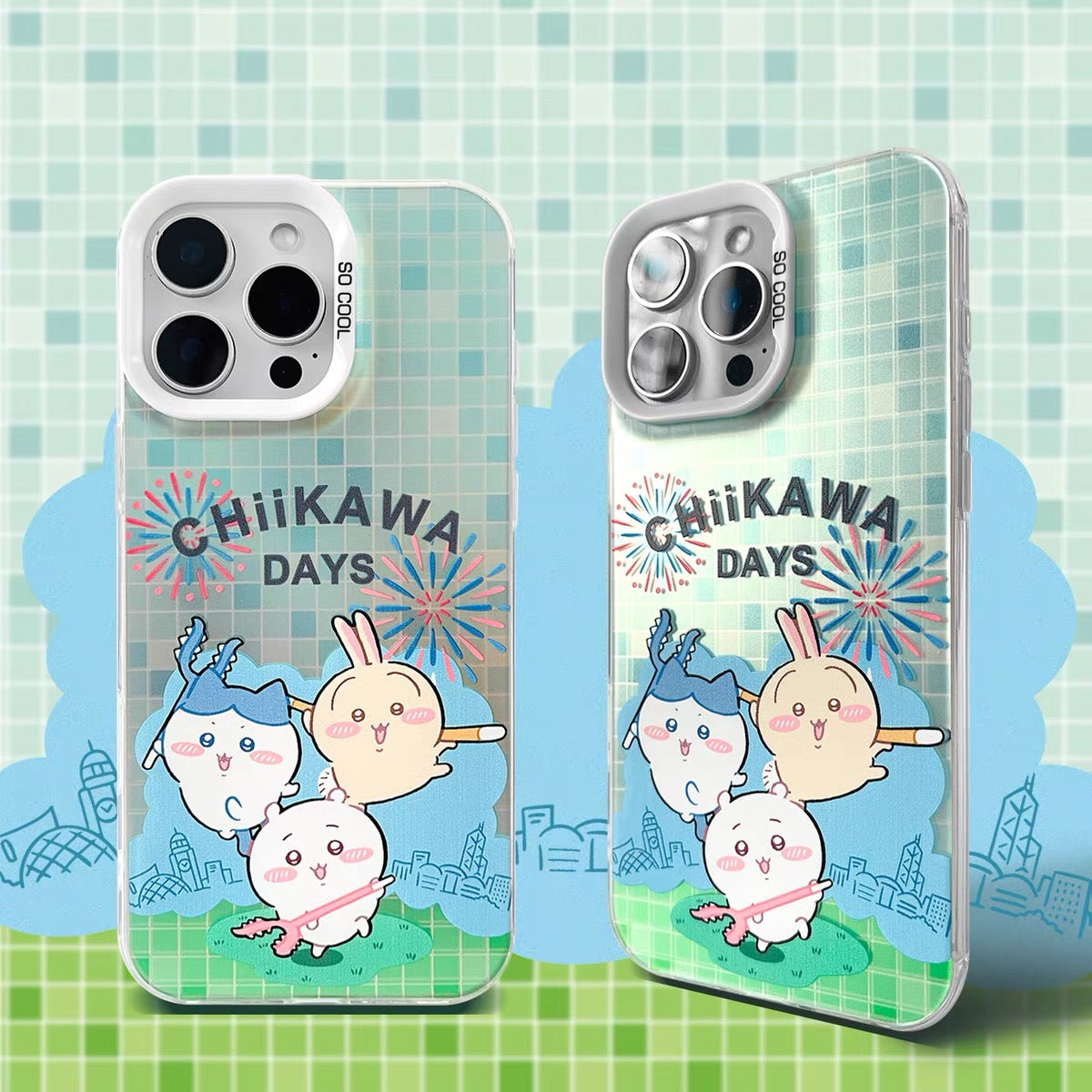 Japanese Cartoon ChiiKawa Chiikawa Day Laser Case | ChiiKawa Hachiware Usagi - iPhone Case 11 12 13 14 15 16 16e 17 17e Pro Promax