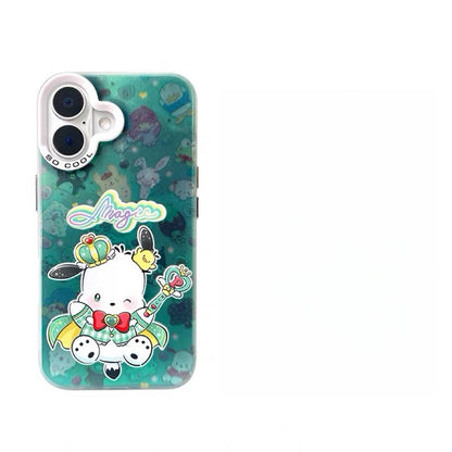 Japanese Cartoon Sanrio Magic Group Laser Case |  My Melody Kuromi Pochacco Wish Me Mell 4 Styles - iPhone Case 11 12 13 14 15 16 16e 17 17e Pro Promax