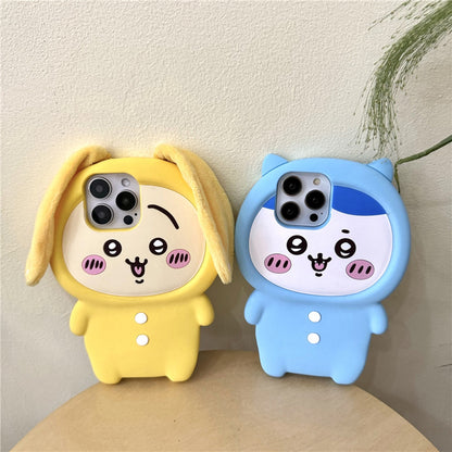 Japanese Cartoon ChiiKawa Pajamas Party Silicone | Hachiware Usagi - iPhone Case 15 14 13 12 11 Pro ProMax