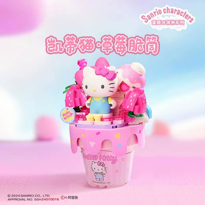 Sanrio Dessert Ice Cream Cone | Hello Kitty My Melody Kuromi Cinnamoroll Pompompurin Pochacco - Building Blocks Toy Collections