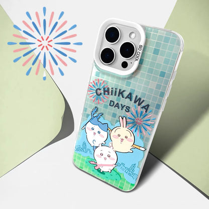 Japanese Cartoon ChiiKawa Chiikawa Day Laser Case | ChiiKawa Hachiware Usagi - iPhone Case 11 12 13 14 15 16 16e 17 17e Pro Promax