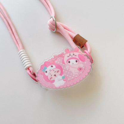 Japanese Cartoon ChiiKawa Phone Back Clip with Phone Lanyard | Kitty Chiikawa Cinnamoroll Hachiware Pompompurin Usagi Kuromi Momonga Melody Crab - for All Smart Phones