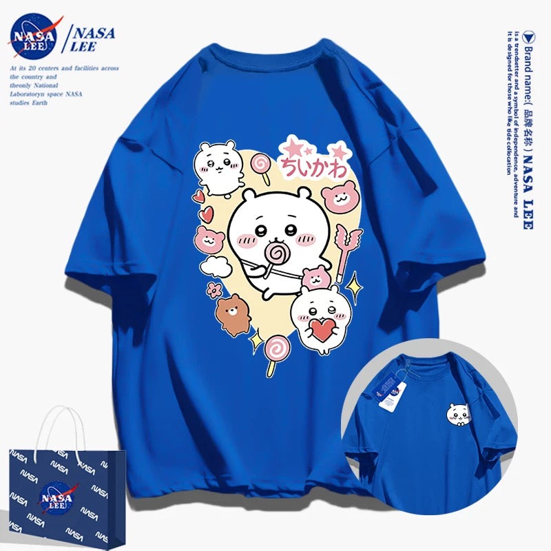 Japanese Cartoon ChiiKawa Casual Style T-Shirt Series | Chiikawa Attack Front & Back - Kawaii Fashion Items