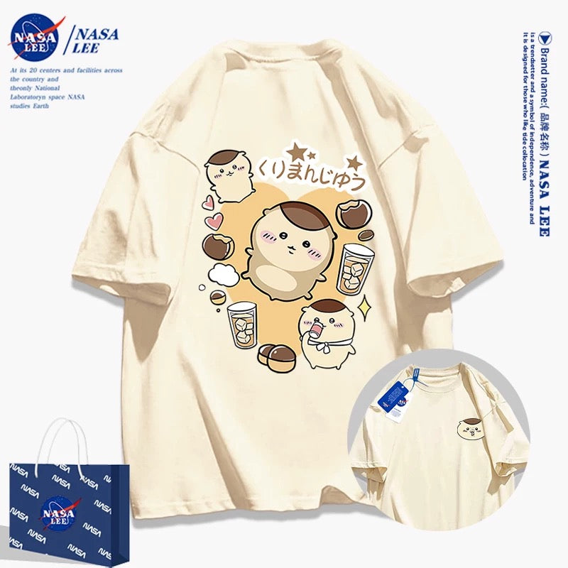Japanese Cartoon ChiiKawa Casual Style T-Shirt Series | Kurimanju Daily Front & Back - Kawaii Fashion Items