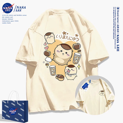 Japanese Cartoon ChiiKawa Casual Style T-Shirt Series | Kurimanju Daily Front & Back - Kawaii Fashion Items