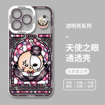 Japanese Cartoon Phone Case Magical Girl with Glass Window Clean Version | Chiikawa Hachiware Usagi Momonga Kurimanju Rakko Shisa Furuhonya - iPhone Case PLUS SE2 15 16 16e 17 17e Pro Promax 12mini 13mini