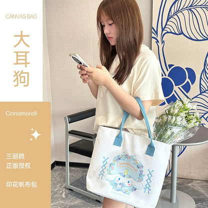 Japanese Cartoon Sanrio Big Canvas Tote Bag | Hello Kitty Kuromi Cinnamoroll Pompompurin Hangyodon -  Kawaii Daily