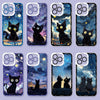 星空の油絵風黒猫 | 8スタイル - iPhoneケース PLUS SE2 XS XR X 11 12 13 14 15 16 16e 17 17e Pro Promax 12mini 13mini