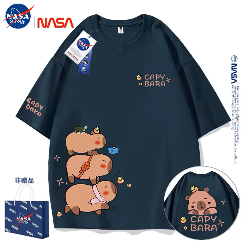 Cute Animals Capybara Style T-Shirt Series | Fun Capybara Group Front & Back Part1 - Kawaii Fashion Items for Child & Adult Matching outfits for Parents and Children
