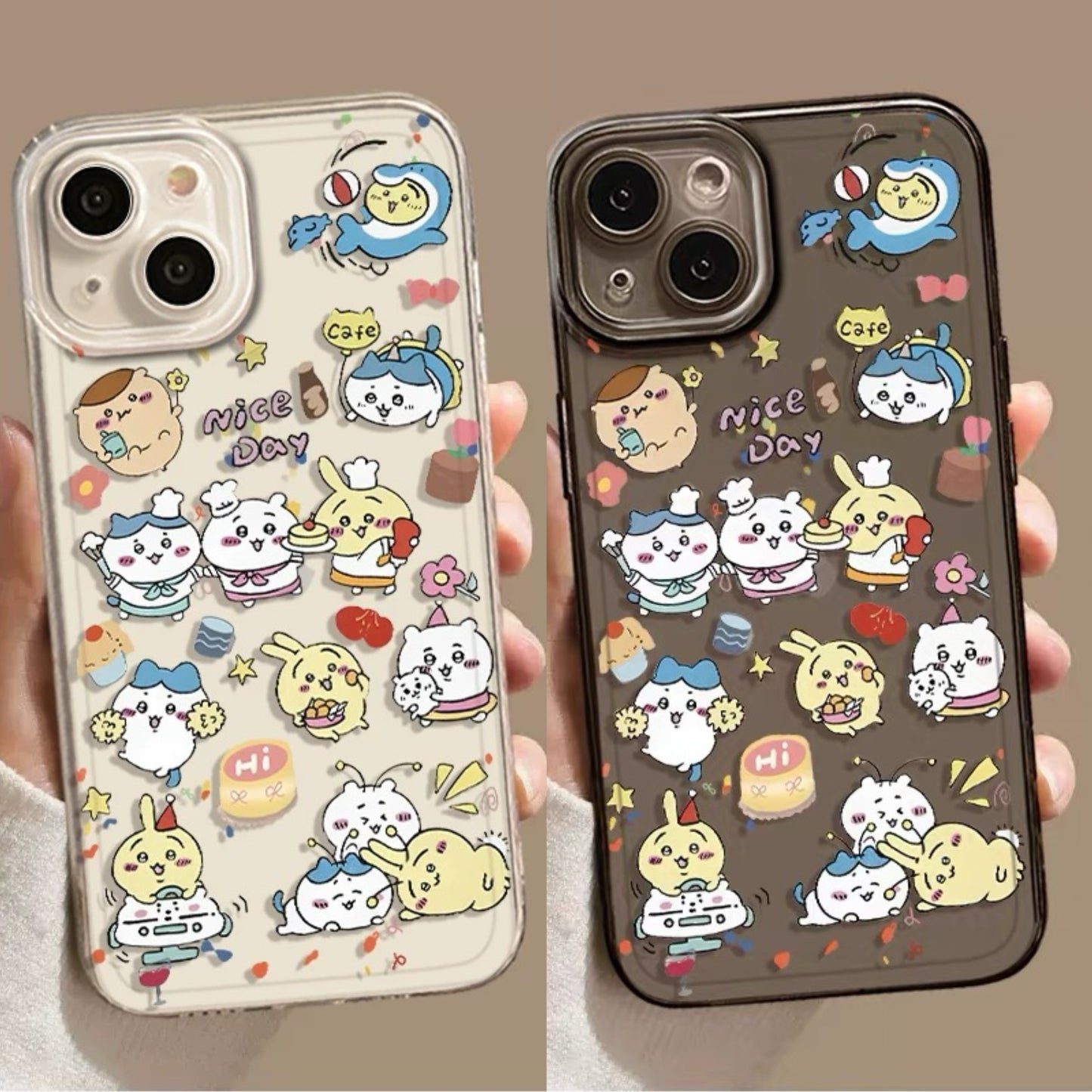 Japanese Cartoon Chiikawa Black Clear Case | Nice Day Black Clear - iPhone Case PLUS SE2 XS XR X 11 12 13 14 15 16 16e 17 17e Pro Promax 12mini 13mini