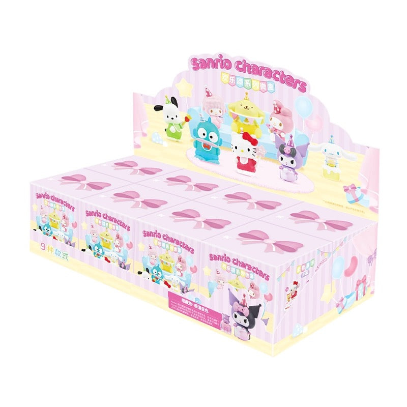 Sanrio Characters Cute Happy Party with Box Series | Hello Kitty My Melody Piano Kuromi Cinnamoroll Pompompurin Pochacco Hangyodon - Kawaii Decoration Collectable Toys Toy Collection