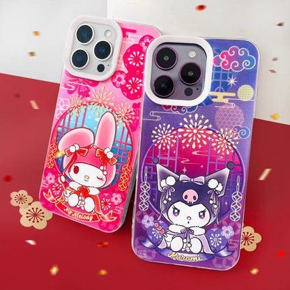 Japanese Cartoon Sanrio Chinese Princess Style Laser Case | My Melody Kuromi 2 Styles - Phone Case Samsung Galaxy S26 S25 S24 S23 S22 S21 FE Ultra Edge