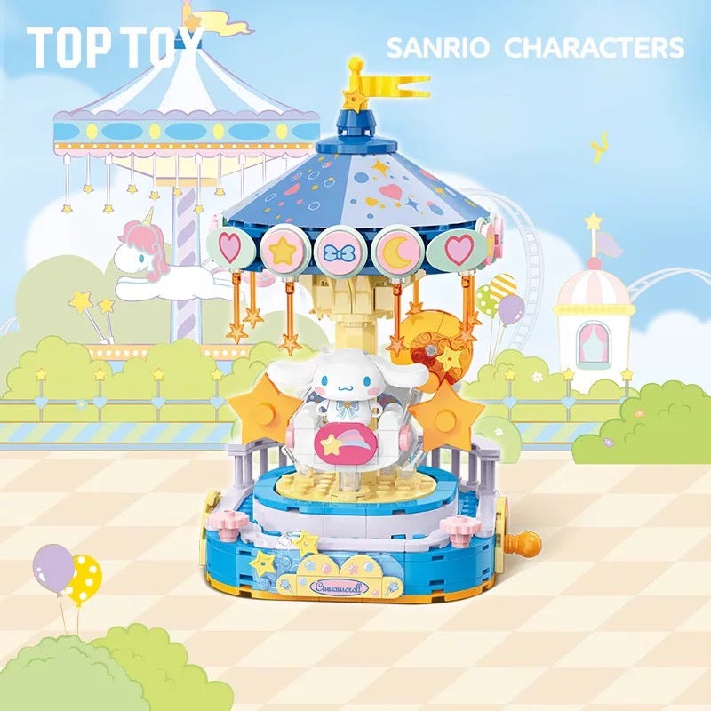 Top Toy x Sanrio Colorful Amusement Park Fair Rides | Cinnamoroll Happy Merry Go Round Carousel - Building Blocks Toy Collections