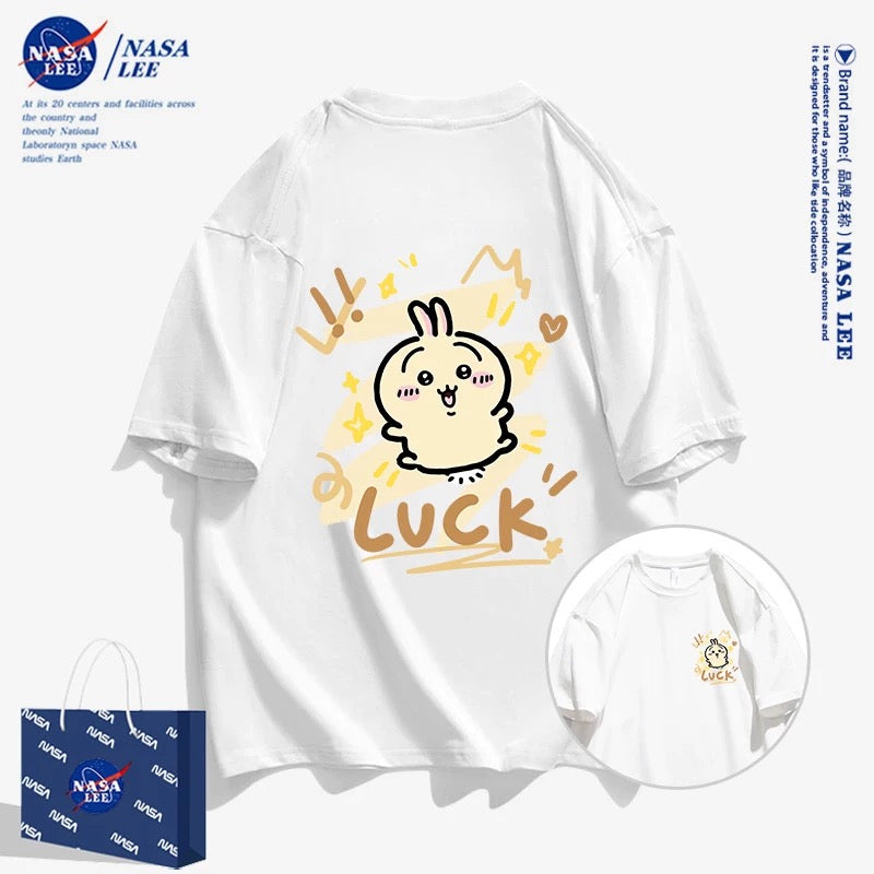 Japanese Cartoon ChiiKawa Casual Style T-Shirt Series | Usagi Luck Front & Back - Kawaii Fashion Items