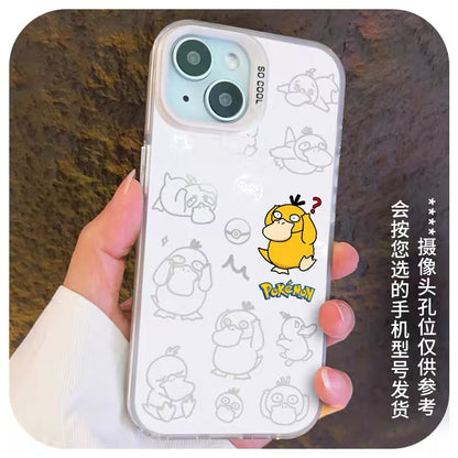Japanese Cartoon Pokemon Matt & Silver Case Part4 | Psyduck Snorlax Slowpoke Oddish Togepi Gengar Lucario 7 Styles - Phone Case Samsung Galaxy S26 S25 S24 S23 S22 S21 FE Ultra Edge