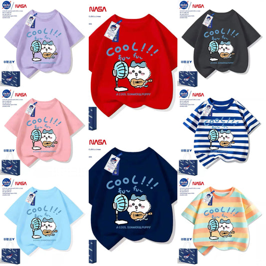 Japanese Cartoon ChiiKawa Casual Style T-Shirt Series | Hachiware with fans Part 2 - Kawaii Fashion Items