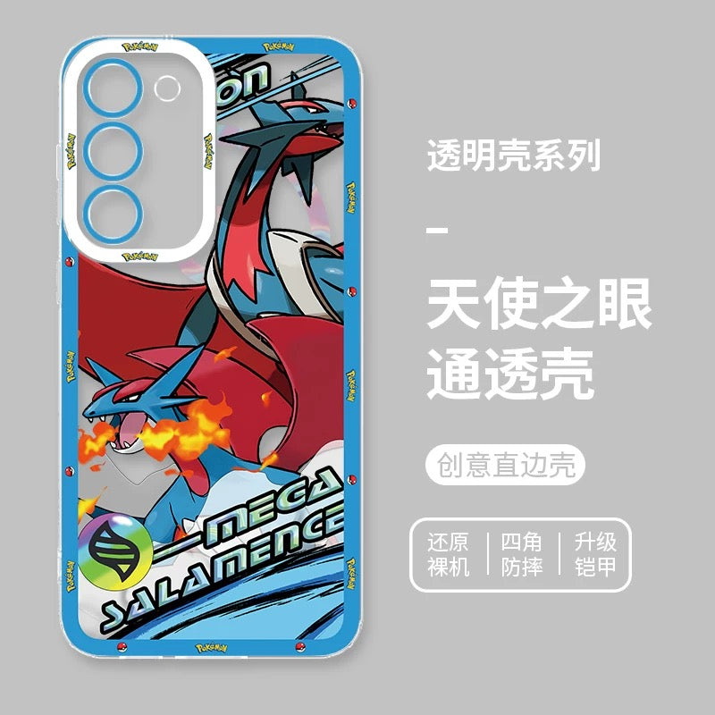 Japan Cartoon Pokemon Mega Evolution Anime | Salamence Steelix Diancie Heracross - Phone Case Samsung Galaxy S26 S25 S24 S23 S22 S21 FE Ultra Edge