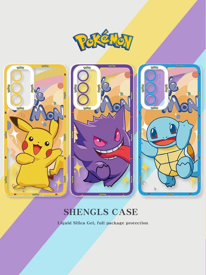 Japan Cartoon Pokemon Happy Party Verison | Pikachu Gengar Squirtle Psyduck - Phone Case Samsung Galaxy S26 S25 S24 S23 S22 S21 FE Ultra Edge