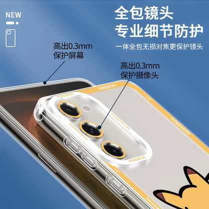 Japan Cartoon Pokemon Simple Cute Drawing | Pikachu Gible Bulbasaur Squirtle Snoriax Psyduck Jigglypuff Charmander - Phone Case Samsung Galaxy S26 S25 S24 S 23 S22 S21 FE Ultra Edge