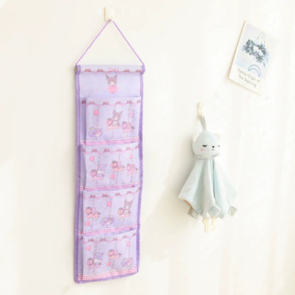 Japanese Cartoon Merry Go Round Wall Hanging Storage Caddy Bag | Hello Kitty My Melody Kuromi Little Twin Stars Cinnamoroll Sanrio Friends - Bedroom Girl Gift