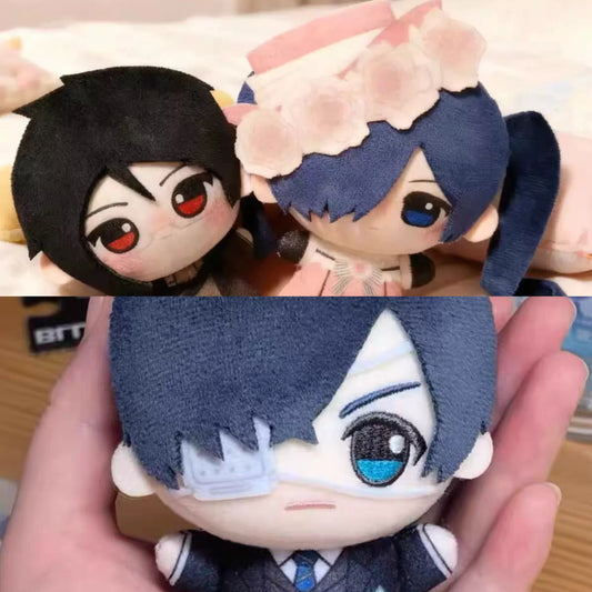 Japanese Anime Black Butler Kuro Shitsuji Keychain | Ciel Sebastian with Sound Cute Kawaii 10cm Nunu Doll - Cute Kawaii Item