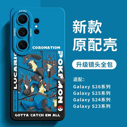Japanese Cartoon Pokemon Silicone Case World Coronation | Ash Ketchum Pikachu Lucario Sirfetchd Dracovish Dragonite Charizard Gengar - Phone Case Samsung Galaxy S26 S25 S24 S23 FE Ultra Edge