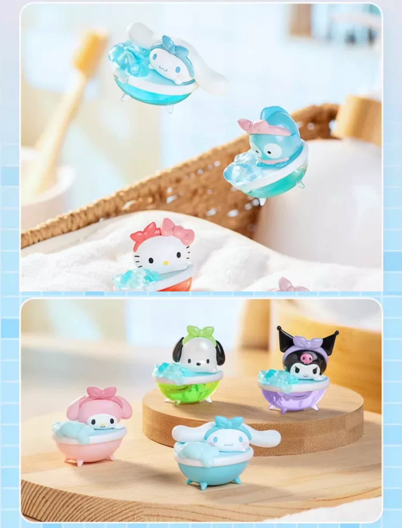 Sanrio Characters Sweet Bathing Time with Blister Mini Series | Hello Kitty Kuromi Cinnamoroll Pompompurin Pochacco Hangyodon - Kawaii Collectable Toys Toy Collection