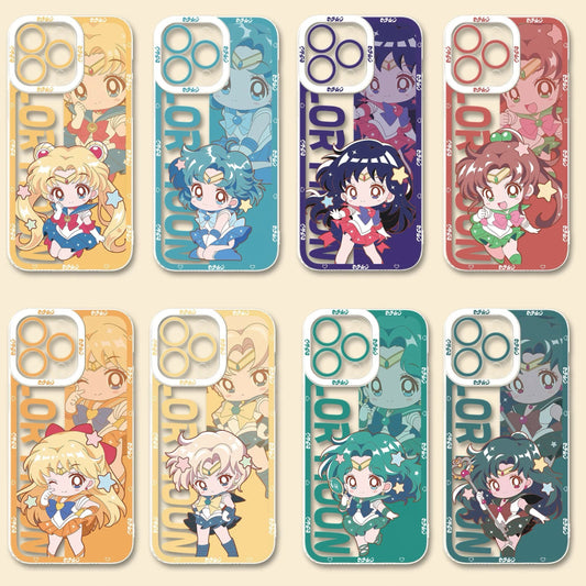 Japanese Cartoon Sailor Girl Cute Style | Sailor Moon Mercury Mars Jupiter Venus Uranus Neptune Pluto - Sailormoon iPhone Case PLUS SE2 11 12 13 14 15 16 16e 17 17e Pro Promax 12mini 13mini