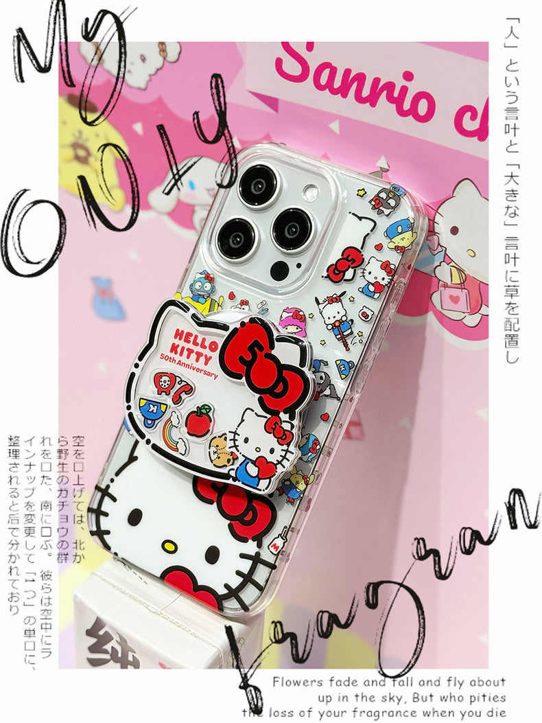 Japanese Cartoon Sanrio with friends Hello Kitty 50th Anniversary Mobile Phone Airbag Holder - Kawaii items Phone Cute Accessories