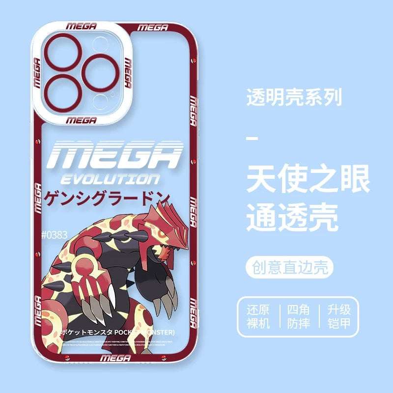 Japan Cartoon Pokemon Mega Evolution | Groudon - iPhone Case 6 7 8 PLUS SE2 XS XR X 11 12 13 14 15 16 16e Pro Promax 12mini 13mini
