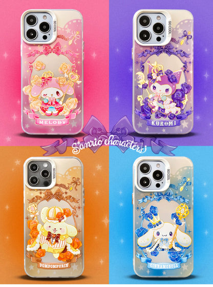 Japanese Cartoon Sanrio King & Queenl | My Melody Kuromi Cinnamoroll Pompompurin Laser - iPhone Case 11 12 13 14 15 16 Pro Promax