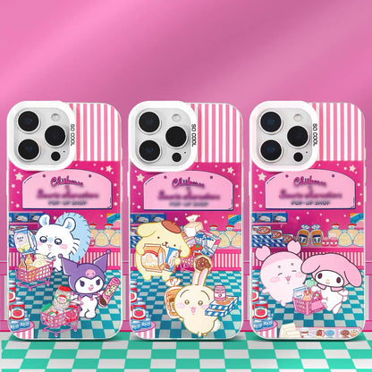 Japanese Cartoon ChiiKawa x Sanrio Pop Up Store Laser Case | Chiikawa Hachiware Usagi Momonga Shisa Crab 6 Styles - iPhone Case 11 12 13 14 15 16 16e 17 17e Pro Promax