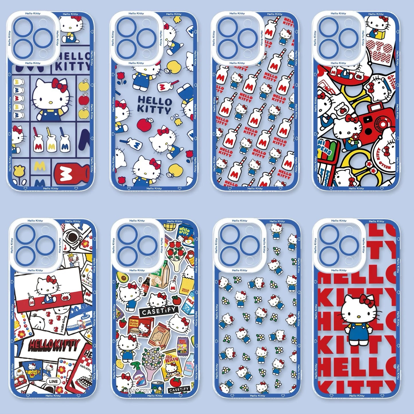 Japanese Cartoon Hello Kitty | Vintage Kitty Blue Version - iPhone Case PLUS SE2 XS XR X 11 12 13 14 15 16 16e 17 17e Pro Promax 12mini 13mini