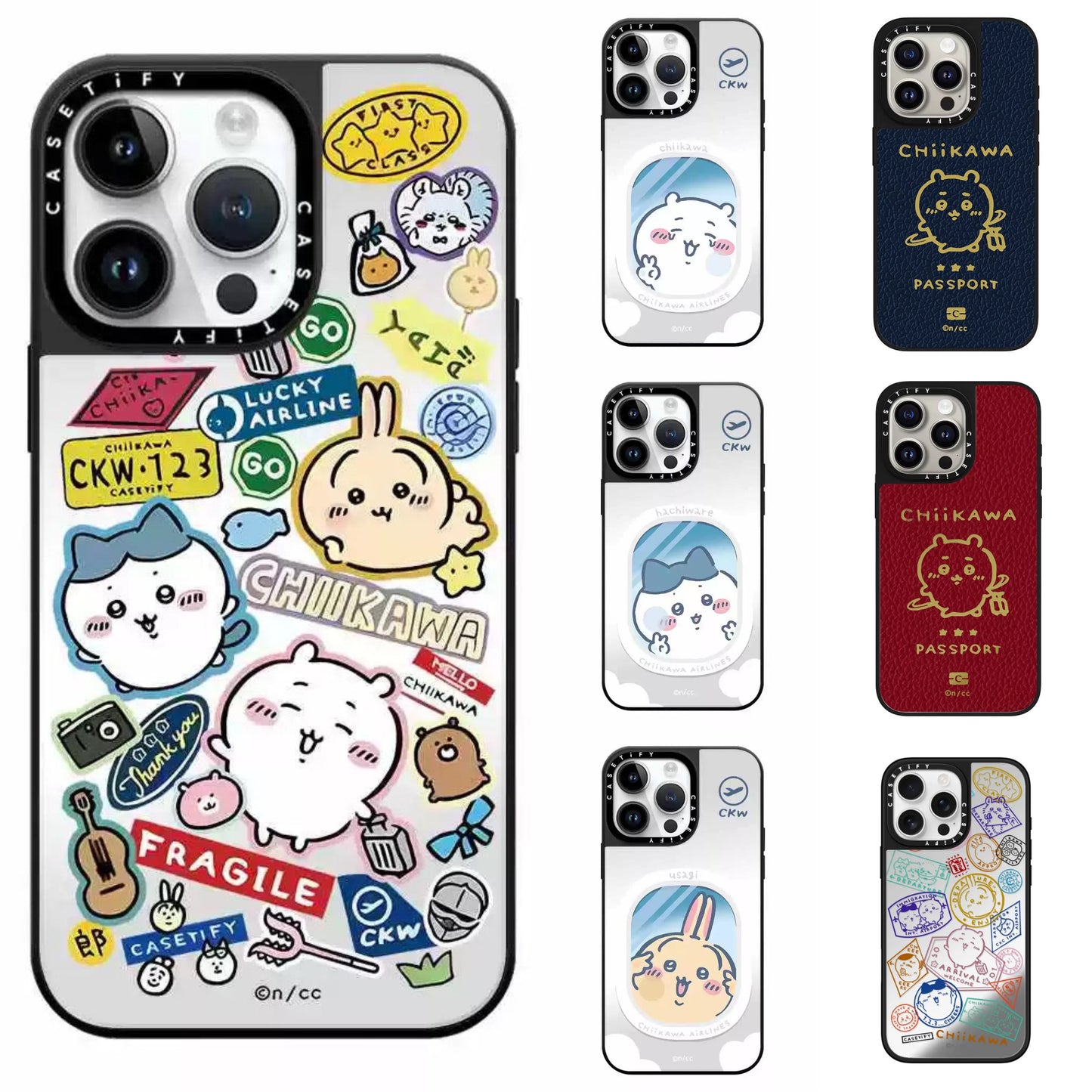 Japanese Cartoon ChiiKawa Mirror Phone Case | Travel Series ChiiKawa Hachiware Usagi - iPhone Case 12 13 14 15 16 17 Pro Promax