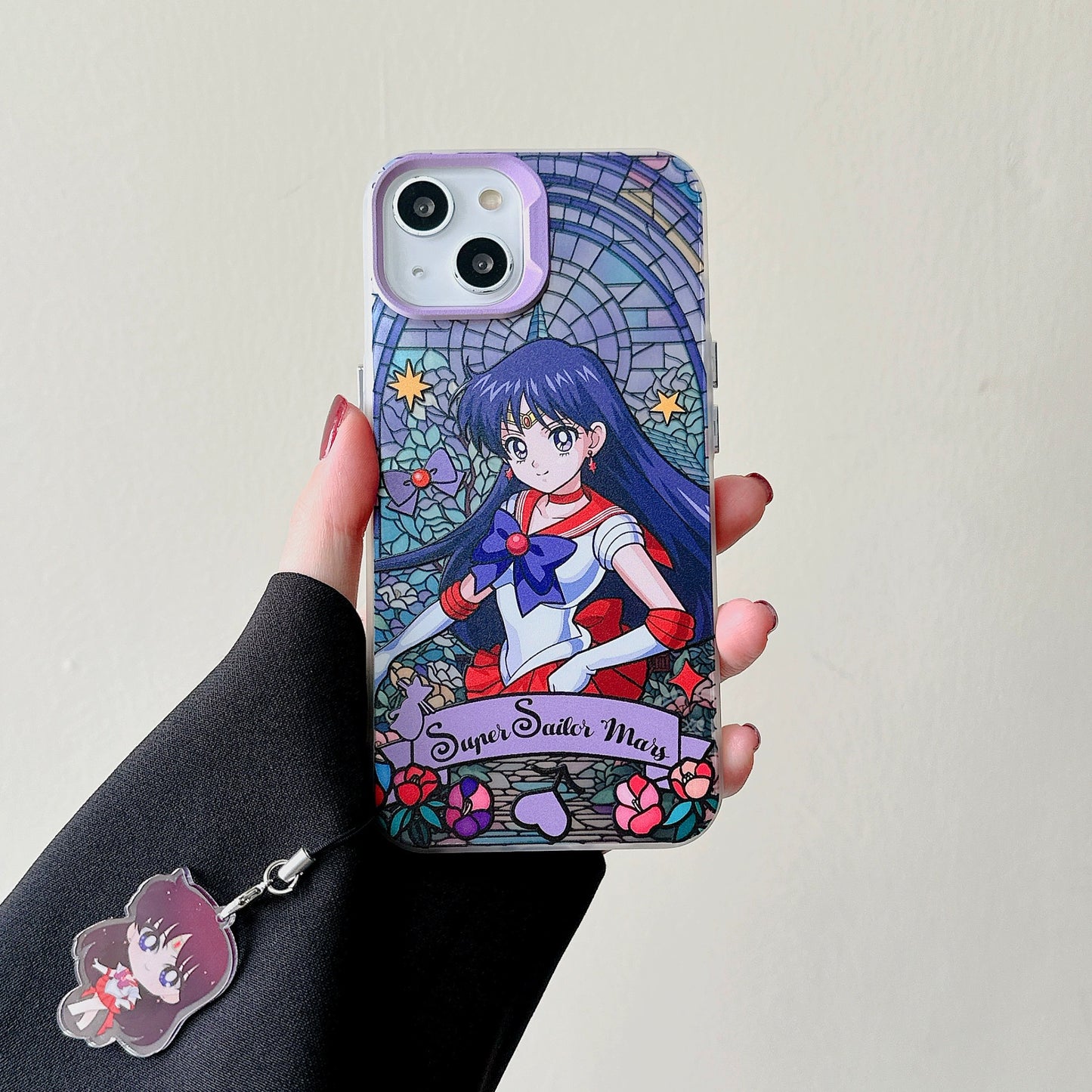 Japanese Cartoon Sailor Moon Phone Case with Strap | Laser Glass Window - iPhone Case PLUS SE2 XS XR X 11 12 13 14 15 Pro Promax 12mini 13mini