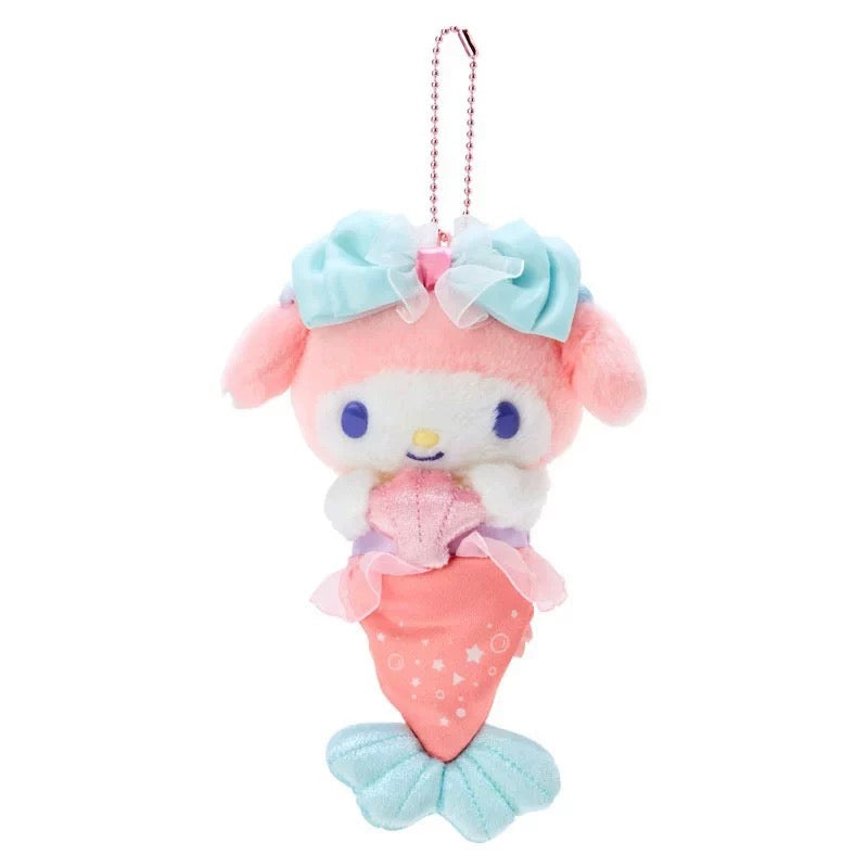 Japan Sanrio Mermaid Keychain | My Melody Kuromi Cinnamoroll Pompompurin Pochacco Tuxedosam - Mini Plush Doll 10cm Keychain