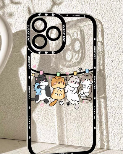 Lovely Cats Hanging iPhone Case 6 7 8 PLUS SE2 XS XR X 11 12 13 14 15 Pro Promax 12mini 13min