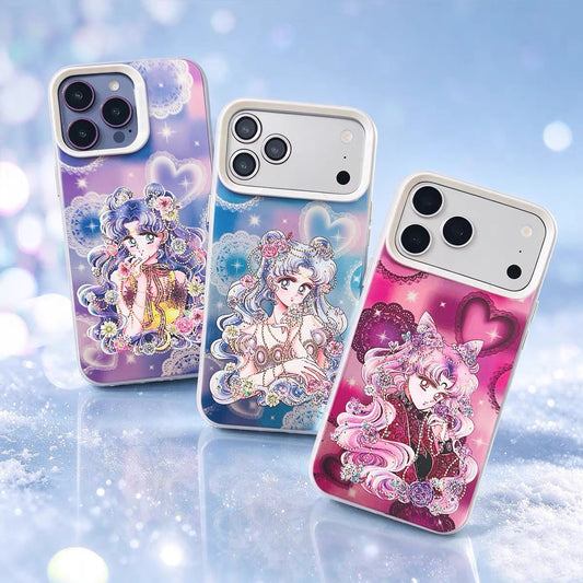 Japanese Cartoon Sailor Moon Comic Style Laser Case | Black Lady Princess Serenity Luna 3 Styles - Phone Case Samsung Galaxy S26 S25 S24 S23 S22 S21 FE Ultra Edge