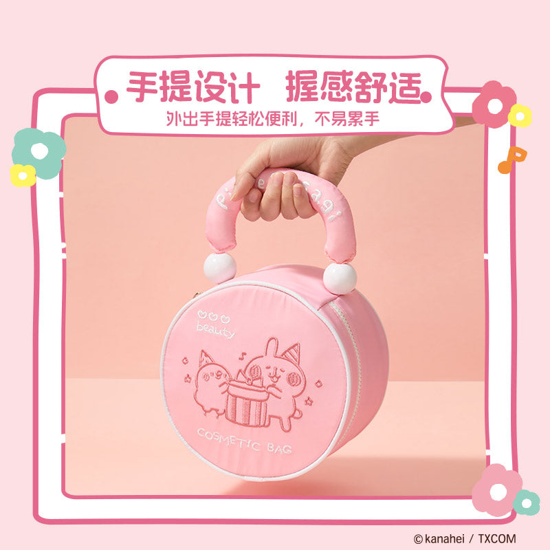 Kanahei X Miniso | Circle Make Up Handbag Usagi Piske Pink Rabbit White Chicken - Kawaii Make Up Bag Item Decoration