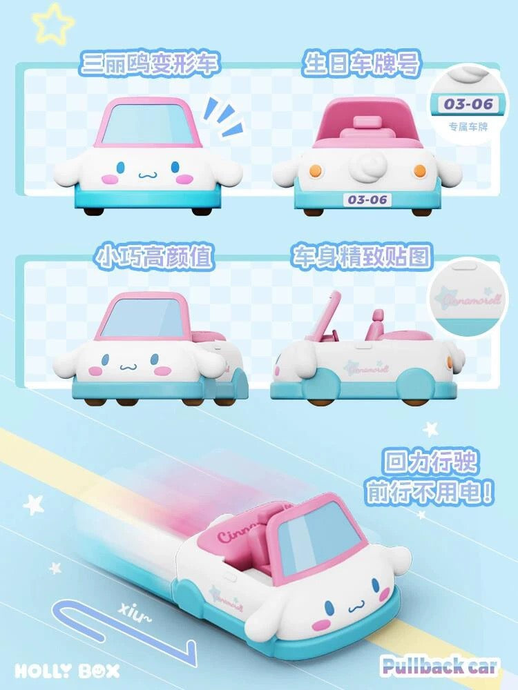 Sanrio Characters Cute Pullback Car Series | Hello Kitty My Melody Kuromi Cinnamoroll Pompompurin Pochacco - Kawaii Decoration Collectable Toys Toy Collection