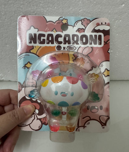 Japan Artist GRAPE BRAIN X Ngaew | Macaroni Ngacaroni Transparent White Version - Sofubi Figure Soft Vinyl Rare
