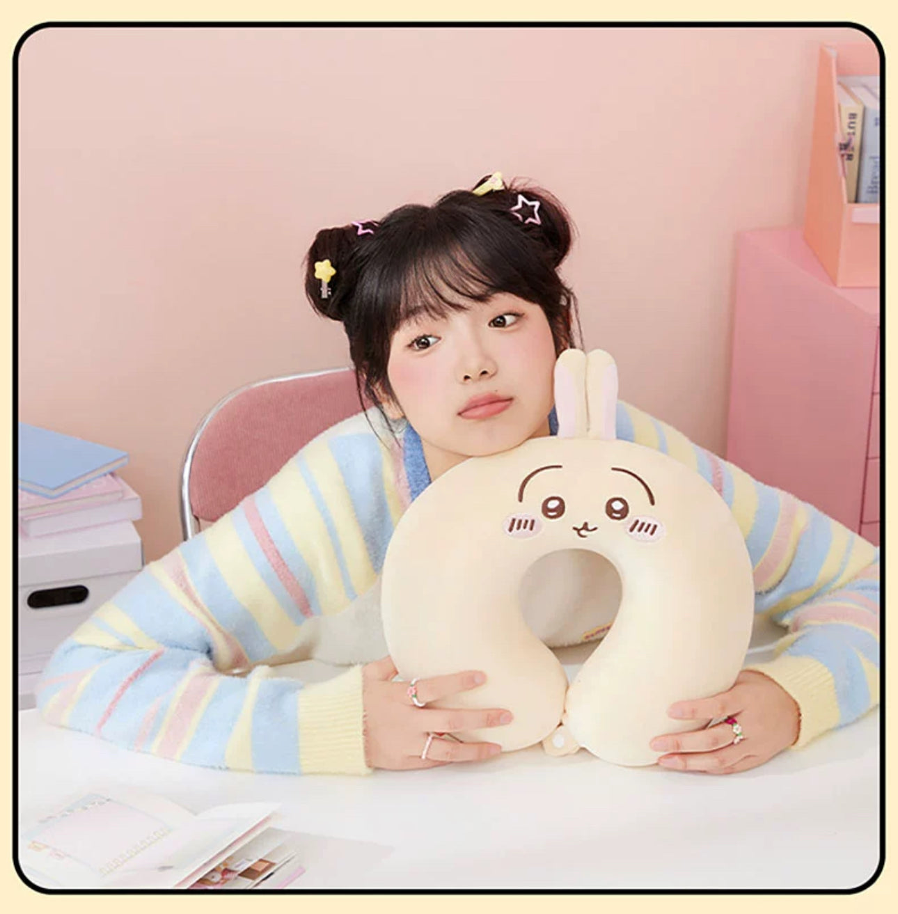 ChiiKawa X Miniso | ChiiKawa Hachiware Usagi Neck Pillow - Airplane Pillow Kawaii items Room Decoration