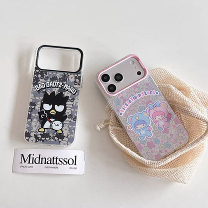日本のアニメ風スマホケース | レーザー加工 バッドばつ丸 お出かけ＆キキ＆ララ（リトルツインスターズ） - iPhoneケース iPhone SE2 XS XR 11 12 13 14 15 16 17 Pro Pro Max 12mini 13mini対応