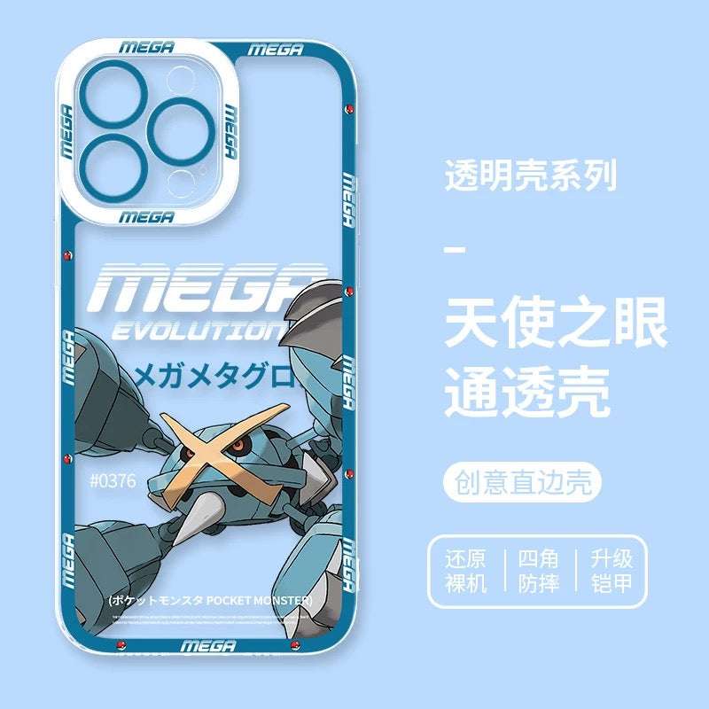 Japan Cartoon Pokemon Mega Evolution | Metagross - iPhone Case 6 7 8 PLUS SE2 XS XR X 11 12 13 14 15 16 16e Pro Promax 12mini 13mini