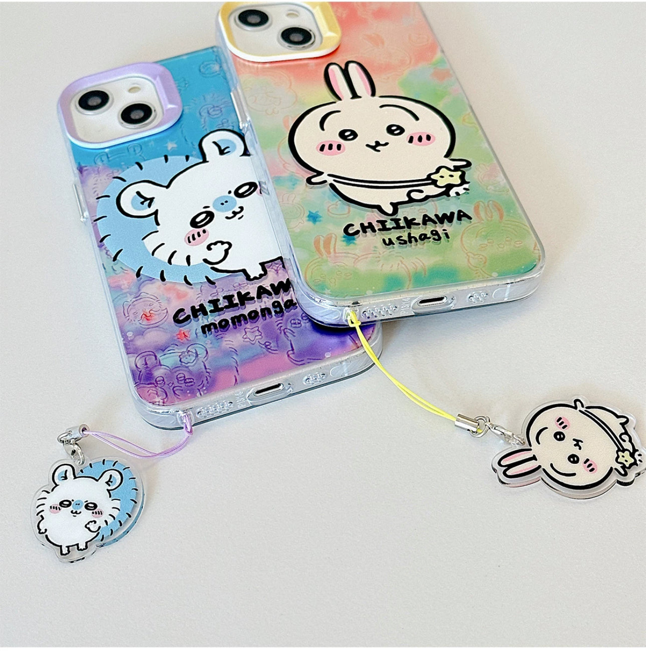 Japanese Cartoon iPhone Case with Strap | Laser Outing ChiiKawa Hachiware Usagi Momonga - iPhone CasePhone Case  7 8 PLUS SE2 XS XR X 11 12 13 14 15 Pro Promax 12mini 13mini