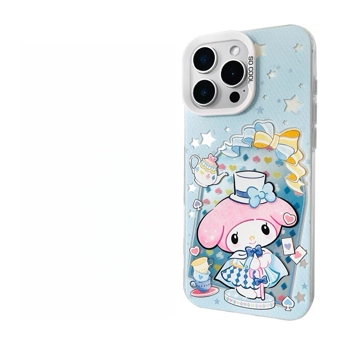 Japanese Cartoon Sanrio Alice In Wonderland Laser Case | Hello Kitty My Melody Kuromi Cinnamoroll Hangyodon Wish Me Mell 6 Styles - iPhone Case 11 12 13 14 15 16 16e 17 17e Pro Promax